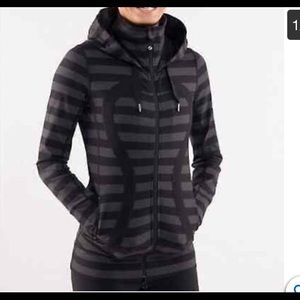 Lululemon Stride Jacket Black & Gray Macro Stripe Size 8